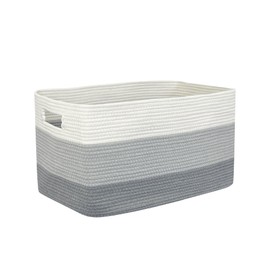 OLAHETE Large Laundry Baskets with Handle for Organizing, 65L Rectangle Woven Cotton Rope Storage Basket for Clothes, Towels,Blanket Basket for Living Room