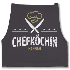 Geschenk mit Namen personalisiert by Shirtracer - Apron - Cooking Apron Women - Chef with Name - Gift for Chef Hobby Chef Christmas Birthday Mother's Day, 6 anthracite