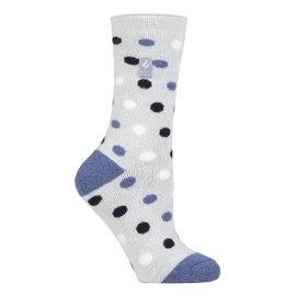 HEAT HOLDERS Lite - Womens Insulated Thermal Socks | Multiple Designs Including Argyle Stripes Hearts Stars | Warm Socks for Winter (4-7, Light Grey/Denim (Malaga))
