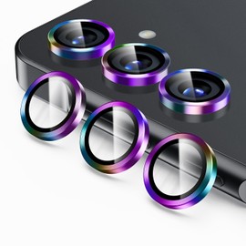 Korecase for Galaxy S25 Camera Lens Protector, 9H Tempered Glass Anti Scratch Camera Screen Protector Shockproof Film Shcokproof Metal Ring Lens Protecor for Galaxy S25,Colorful
