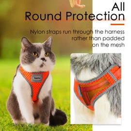 ThinkPet Reflective Breathable Soft Air Mesh No Pull Puppy Choke Free Over Head Vest Harness for Puppy Small Medium Dogs and Cats Orange X-Small