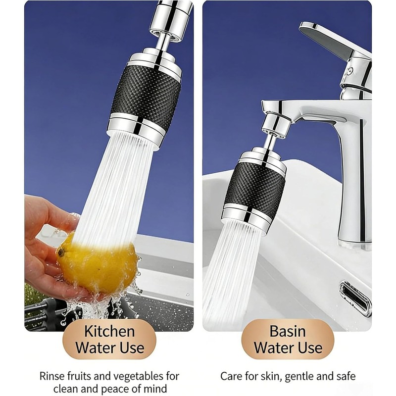 Splash Proof Booster Swivel Kitchen Filter Tap,360 Rotation Faucet Sprayer,
