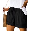 FEKOAFE Womens Drawstring Solid Shorts Casual Comfy Cotton Black Elastic