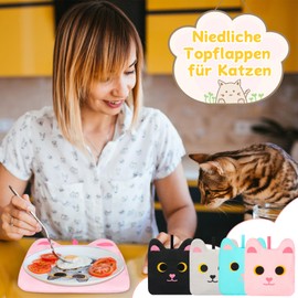 Set of 4 Pot Holders, Kitchen Accessories, Set of 4 Pot Holders, Cotton, Heat Resistant up to 250 °C, Washable Protective Cloth for Cooking, Baking, Kitchen Accessories