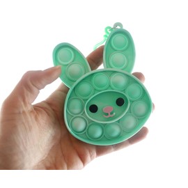 1 Small Bunny on Clip Bubble Popper Toy - Easter Basket Bubble Pop Fidget Toy - Silicone Push Poke Bubble Wrap Fidget Toy - Press Bubbles to Pop - Bubble Popper Sensory Stress Toy OT (Random Color)