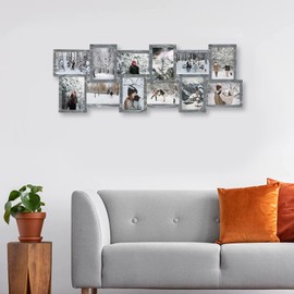 J.M.Deco 12 Opening Collage Picture Frames for Wall Decor, 4x6 Picture Frame Collage for Home Decoration Christmas Gifts, Collage Wall Hanging Photo Frames for 6 x 4 Photo, Ashes