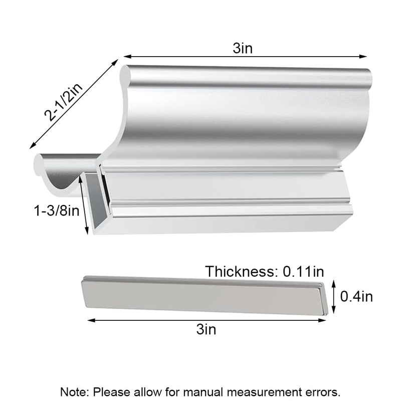 3Inch Aluminum Alloy Frameless Shower Door Handle, U Channel Door
