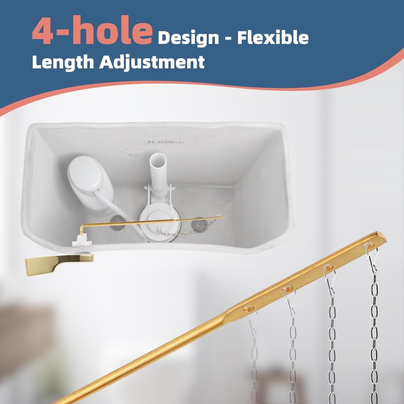 iFealClear Polished Gold Universal Toilet Handle Replacement, Front Mount Toilet