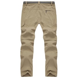 MANSDOUR Men's Hiking Pants Convertible Quick Dry Lightweight Zip-Off Outdoor Work Pants Waterproof Tactical Cargo Fishing Mountain Travel Trousers Breathable Casual Camping Safari Pants Khaki