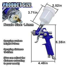 Mini HVLP Touch Up Spray Gun with 1 mm Nozzle, 125 cc Cup Gravity Feed Air Paint Sprayer Spot Repair, Spray Paint Gun for Car Furniture Painting, Auto Primer, Wall Painting (1.0)