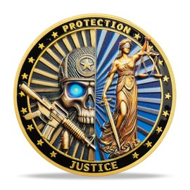 BHealthLife Police Challenge Coin - Skeletons and Goddess of Justice Challenge Coin for Policeman - Thank You for Your Service Coin Police Gifts for Men Police Officers Law Enforcement