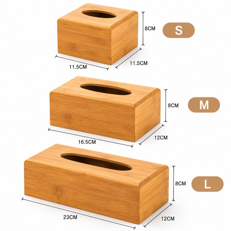 Bamboo Tissue Box Holder for Home and Office – Natural