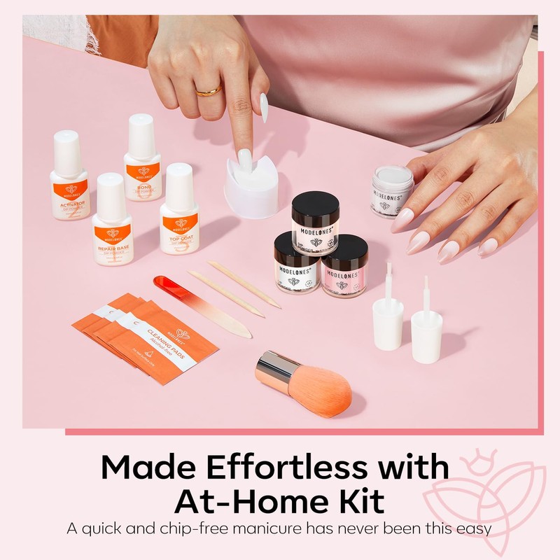 Modelones Dip Powder Nail Kit, 4 Colors Clear Nude White