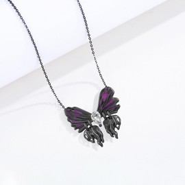 Butterfly Necklace 925 Sterling Silver Black/Celtic/Witch Butterfly Necklace Butterfly Jewellery Birthday Gifts for Girls Women, Sterling Silver