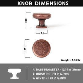 Yanxia Set of 12 Elegant Antique Copper Cabinet Knobs with Rounded Top and Square Base - Classic Patina Finish for Timeless Style Vintage Kitchen Drawer Hadnles