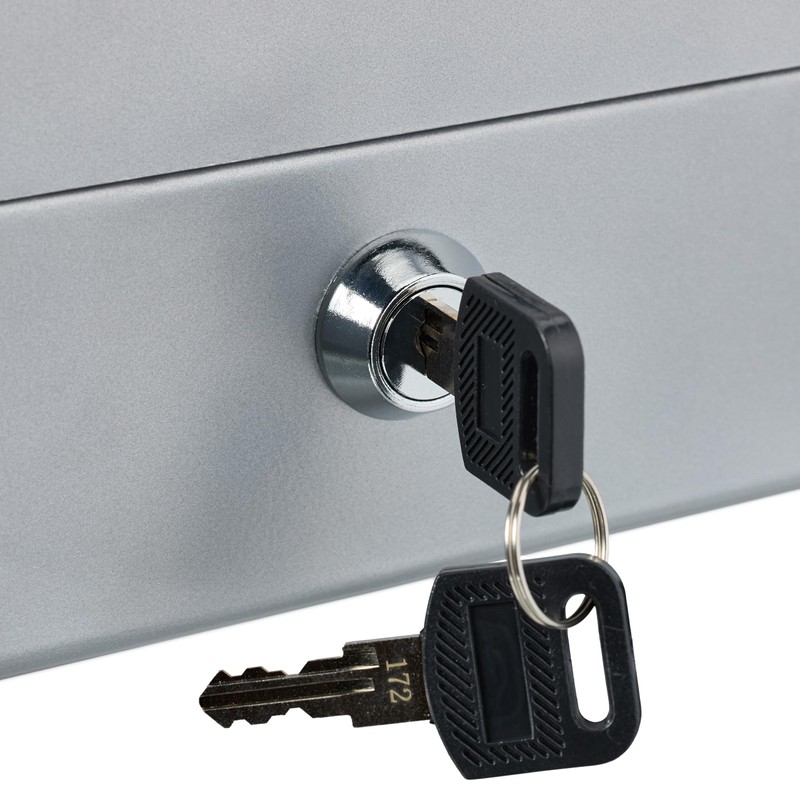 Relaxdays Lockable Cash Box, Removable Insert, 5 Compartments, Iron Money