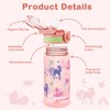 omedecal Kids Water Bottle for School, 16 Oz Plastic Straw
