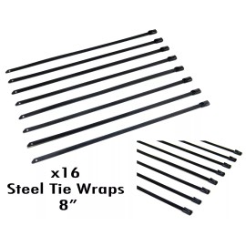 Unbranded 16 UNIVERSAL 8" STAINLESS STEEL ZIP TIE CABLE FOR DOWNPIPE INTERCOOLER PIPING BK