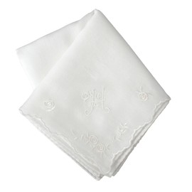 Sofisti 054287 Initial Gauze Handkerchief, White, Women's, Gauze, Approx. 15.7 inches (40 cm), white