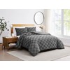 TRULY SOFT Textured Checkered Grey Full/Queen 3 Piece Comforter Set,