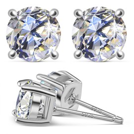 Cubic Zirconia Stud Earrings for Women - 1CT Stainless Steel Round Hypoallergenic Earrings Valentines Day Gifts Mothers Day Gifts for Mom Her