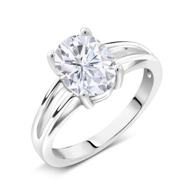 Gem Stone King 925 Sterling Silver 9X7MM Oval Gemstone Birthstone Solitaire Engagement Ring | Wedding Engagement Anniversary Promise Ring For Women | Available In Size 5, 6, 7, 8, 9