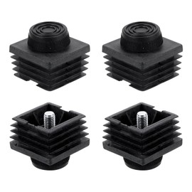 DTGN 40x40mm(LxW) Adjustable Leveling Feet - 4Sets - Good for Furniture - Square Insert Kit Furniture Glide - Black