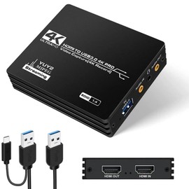 Capturadora de Video HDMI, 4K Tarjeta de Captura de Video, HDMI a USB 3.0 Convertidor Video, Capturadora de Video con Entrada de Micrófono de 3.5 mm y Salida de Audio para Windows/Linux/OBS Grabación
