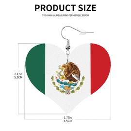 Mexico Flag Faux Leather Earrings For Women Lightweight Heart Dangle Earrings Gift