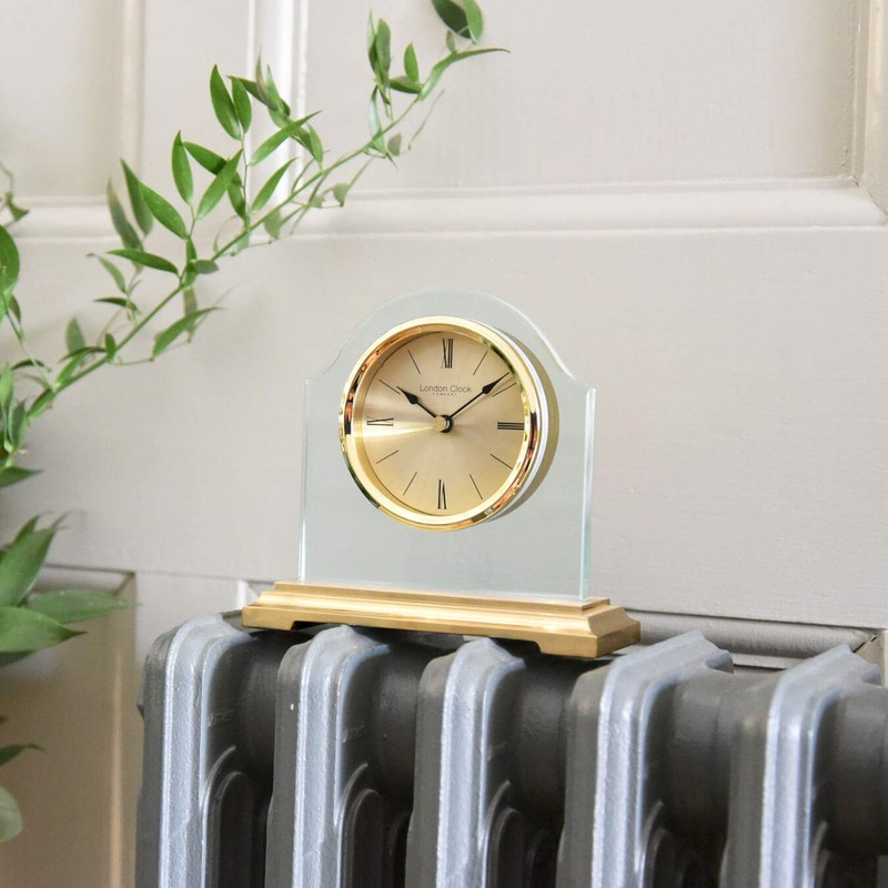 London Clock Gold Break Arch Mantel Clock, 14.5 x 15