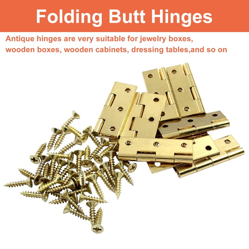Piutouyar 8 Pack Butt Hinge 1.5 Inch Mini Hinges Solid