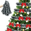 TKNOUS Green White Tinsel Garland Christmas with Bow 33 Ft