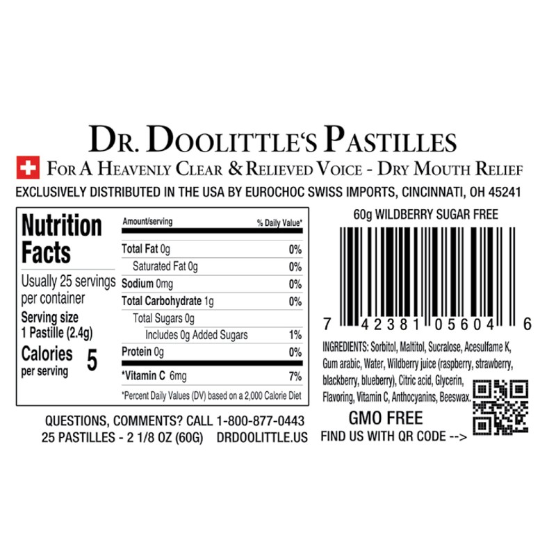 Dr. Doolittle’s Sugar Free Soft Fruit Pastilles for Voice and