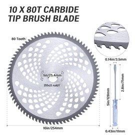 9" x 36 Teeth Carbide Tipped Blades & 10" x 80T Carbide Tip Brush Blades with Universal Adapter Kit,Premium Stainless Steel Trimmer Head for Cutter, Trimmer, Weed Eater