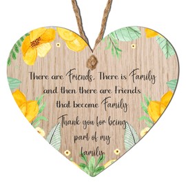Pixie's Gifts Best Friend Plaque | Wooden Heart Motivational 'Friends that are Family' | Birthday, Christmas Hug Gifts | Miss You Gift for Women Friends | Friends Plaque