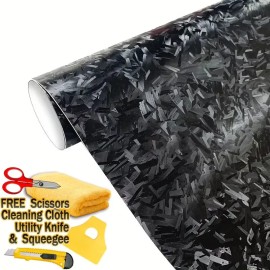 Carlas 48"x60" Premium Forged Black Carbon Fiber Vinyl Wrap Film Satin Matte 4ft x 5ft
