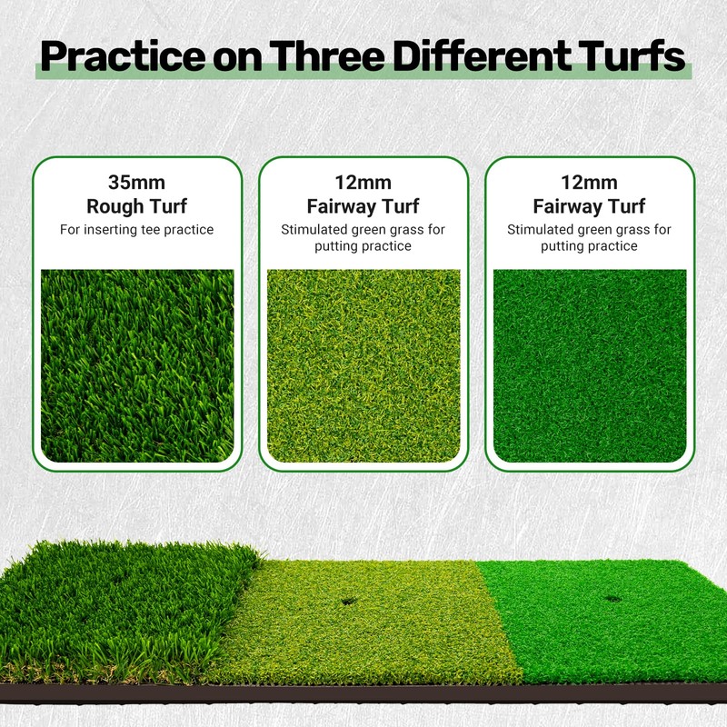 Foldable Golf Hitting Mat Dual-Turf Golf Practice Mat Portable Design