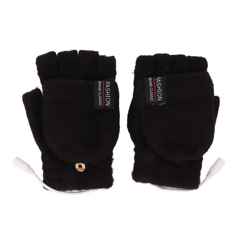 USB Heated Gloves Electric Half Hands Double Sided Heating Warm