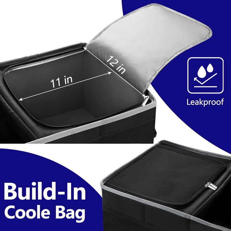 Trunk Organizer With Built-In Insulated Leak Proof Cooler Bag,Collapsible Cargo