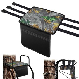 Tree Stand Seat Replacement with Storage Pocket 16.5*13inch Universal Replacement Treestand Seat with Adjustable Strap Lightweight Portable Hunting Ladder Stand Accessories Fit Most Ladder Stand