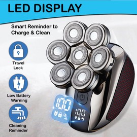 Upgraded 7D Head Shavers for Bald Men – Waterproof Electric Razor for Men with LED Display, Detachable Blades, Type-C Rechargeable Mens Head Shaver Grooming Kit