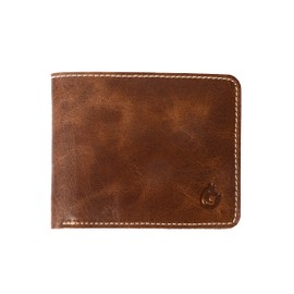 Wolfsohn Men's Leather Wallet, 12 Compartments, Hilfiger Wallet, Portrait Format, Genuine Leather Wallet, Men's Wallet, Coin Compartment, Wallet, Genuine Leather, Cards, ID, Brown, Vintage, dark