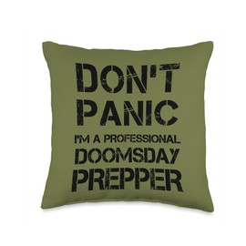 Doomsday Prepper Survivalist Gifts Doomsday Men Funny Survival Prepper Homesteading Throw Pillow, 16x16, Multicolor