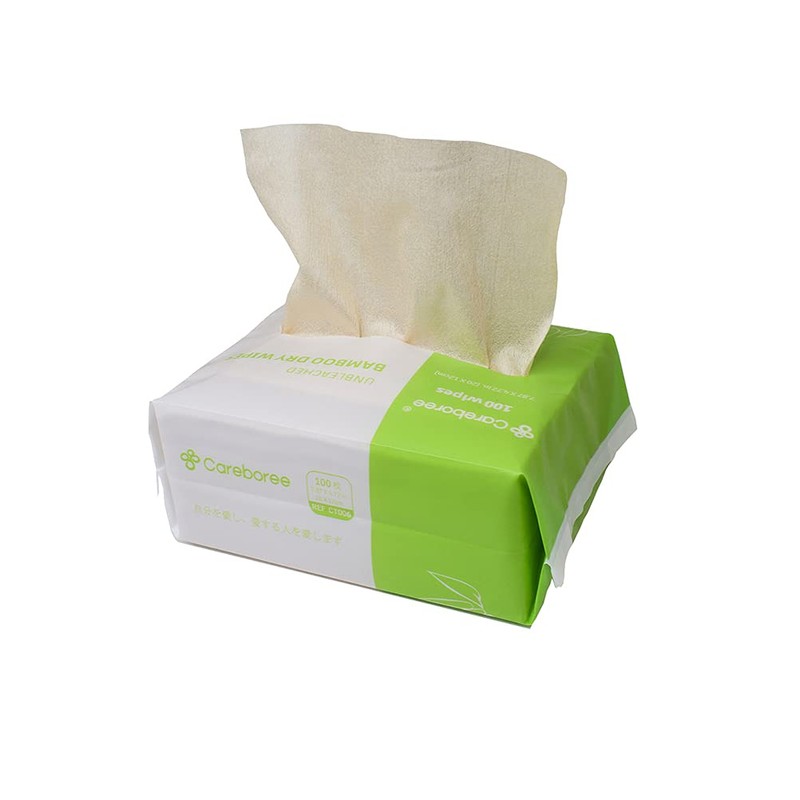 400 Count Careboree Unbleached Dry Baby Wipes Unscented Multi-Purpose Cotton