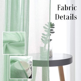 TOAVA DECO Christmas Mint Green Semi Sheer Curtains 84 Inches Long Faux Linen Mint Green Sheers Rod Pocket for Bedroom Living Room Girls Kids Room 2 Panels Xmas 52x84