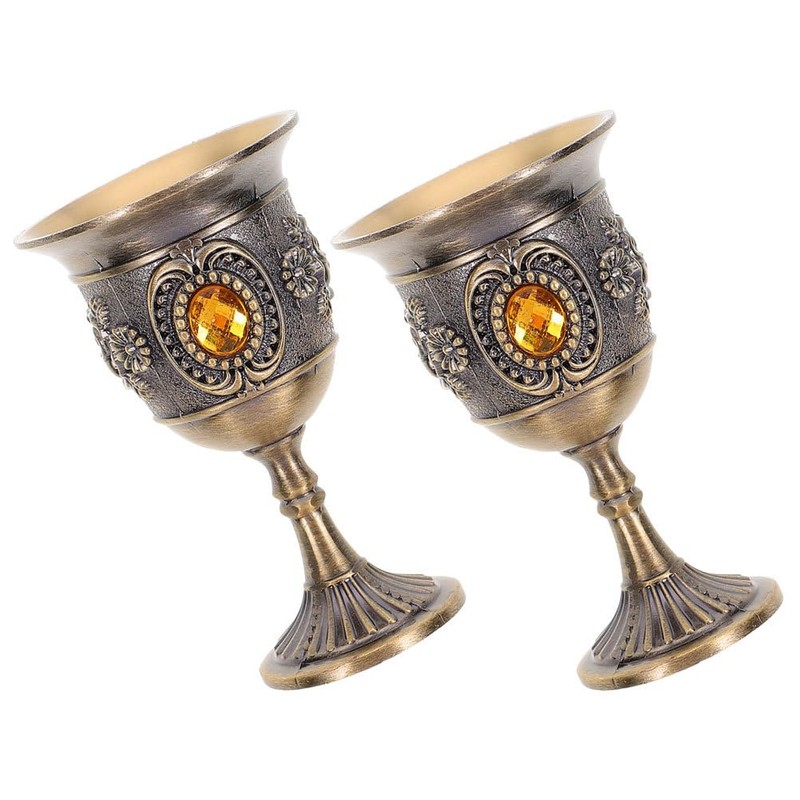 Kichvoe Medieval Cup 2pcs Chalice Goblet Royal Celebrations Wine Communion