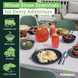 Grow Forward 16-piece Premium Wheat Straw Dinnerware Sets for 4 - Unbreakable Dishwasher and Microwave Safe Plastic Plates and Bowls Sets - Patio, Outdoors, RV, Camping Dishes - Moonlight