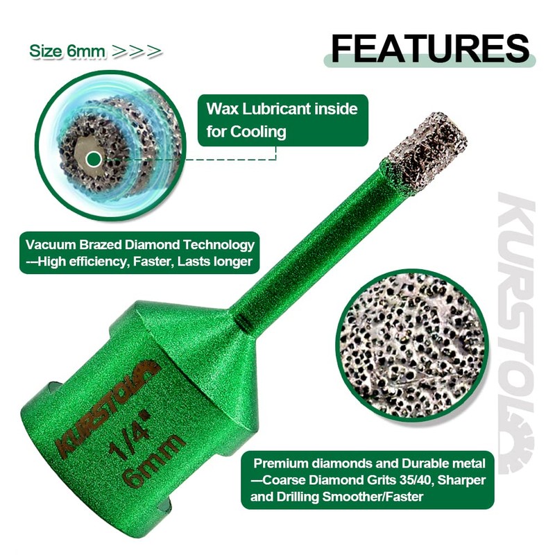 KURSTOL Tile Hole Saw Kit - 7pcs Diamond Core Drill