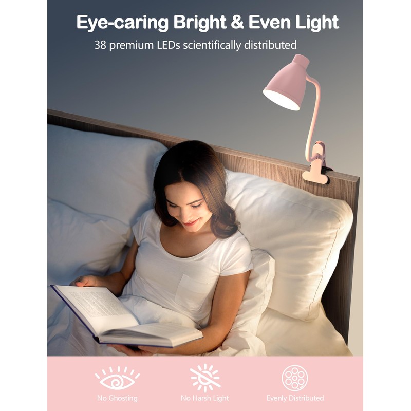 BOHON Cute Desk Lamp with Clamp 10W 38 LED Clip