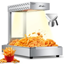 Fajiduo French Fry Food Warmer, 750W Electric Stainless Steel Warming Light Dump Station, 5.5QT Commercial Food Heating Lamp, Countertop Fries Food Warmer for Parties Kitchen Restaurant Buffe(Silver)